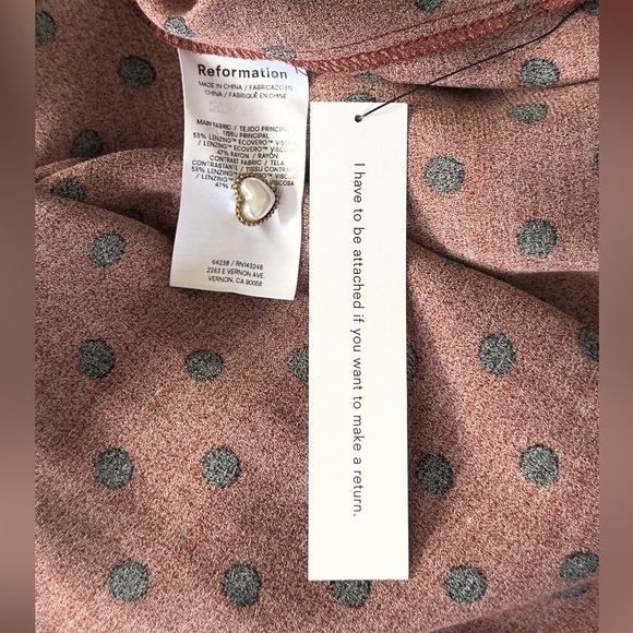 Reformation Galene Dress Fig Jam Dot *brand new with tags* size 0 - Picture 7 of 7